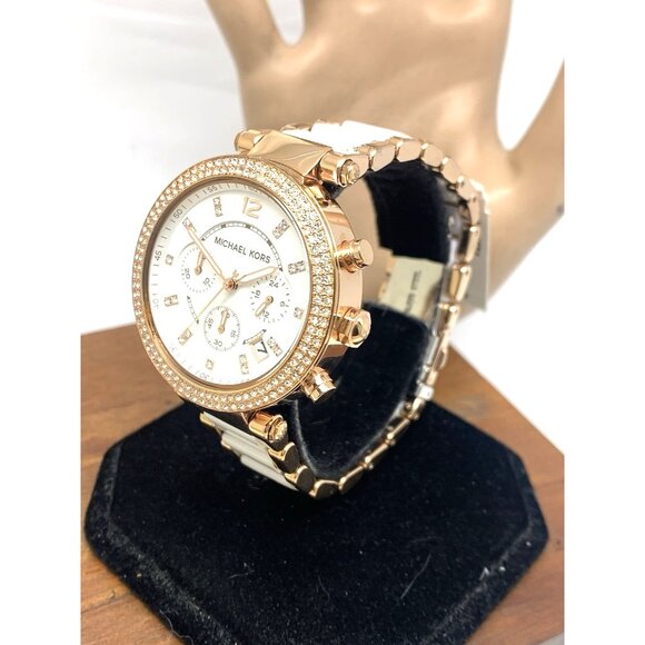 Michael Kors Women's Watch MK5774 Parker Quartz Chronograph Rose Gold White 39mm - Picture 2 of 15